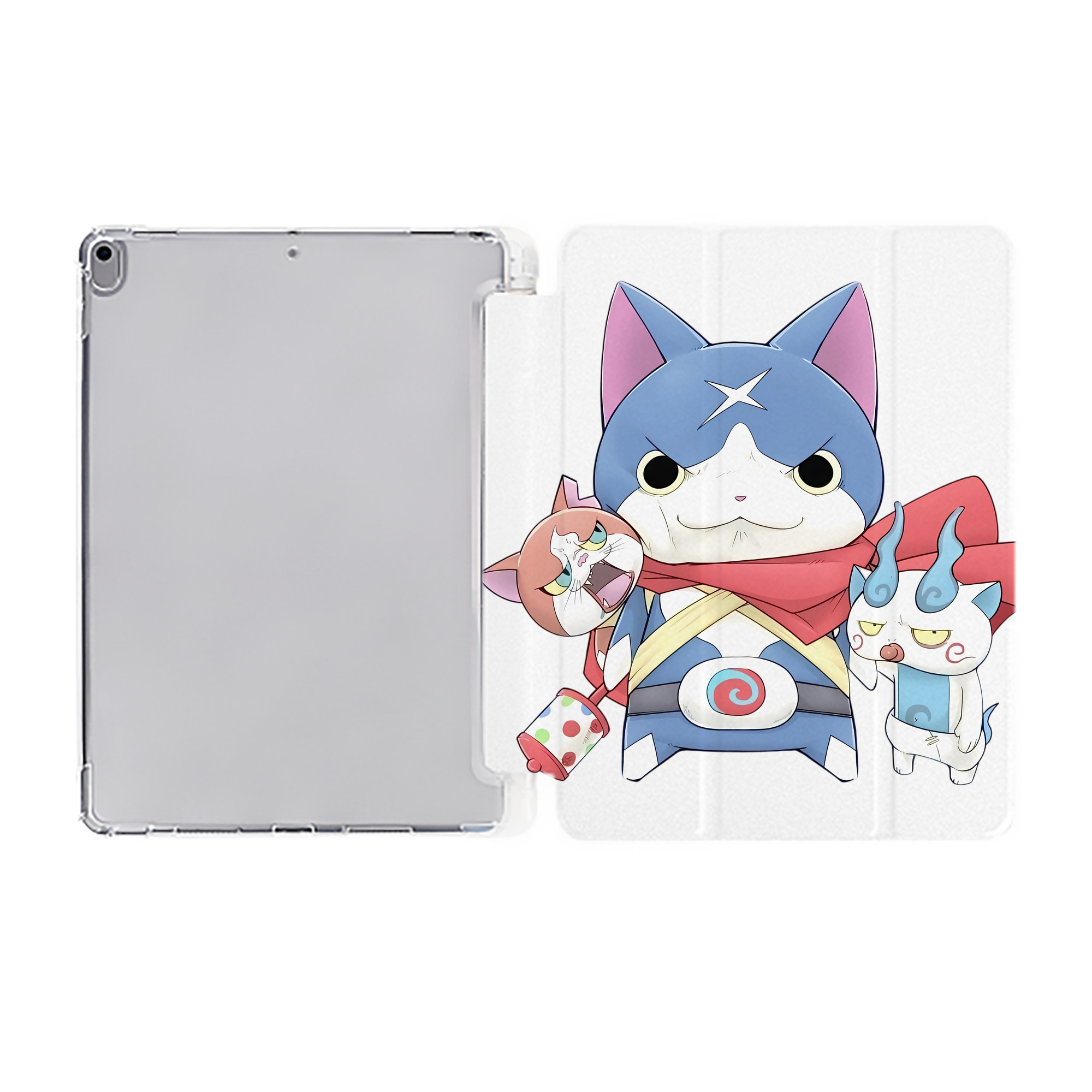 （画像用） 妖怪ウォッチ Yo-kai Watch IPad ケース ペン収納付き 三つ折りスタンド PUレザー×シリコン 対応機種9.5/10.5/10.9インチ